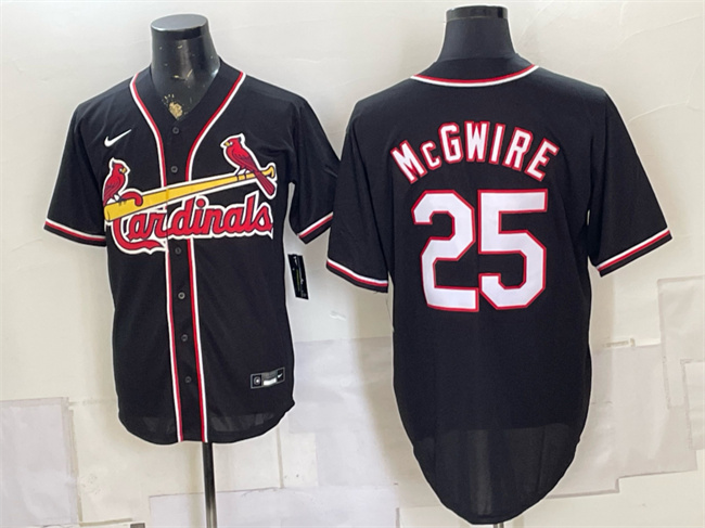 Men's St. Louis Cardinals #25 Mark McGwire 2026 Fashion Replica Black Out Stitched Baseball Jersey